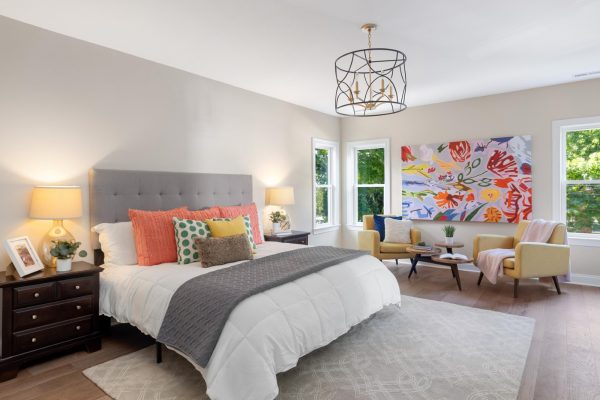 Primary bedroom of beautiful remodeled home by Richmond Hill Design-Build