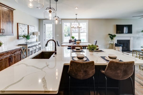 Large island in beautiful kitchen of new home built by Richmond Hill Design-Build