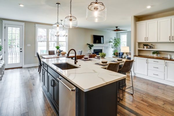 Island in beautiful kitchen of new home built by Richmond Hill Design-Build