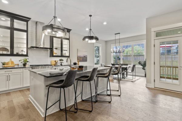 Island in kitchen in new home by Richmond Hill Design-Build