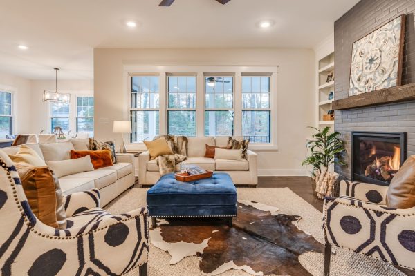 Family room of new home built by Richmond Hill Design-Build