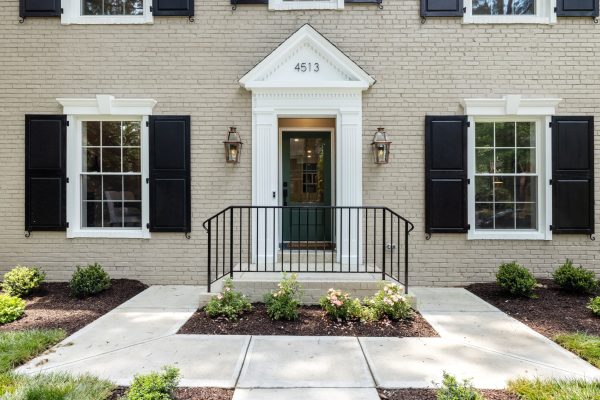 Front porch of stunning exterior of home remodel by Richmond Hill Design-Build