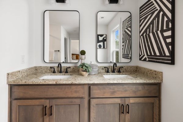 Vanity in primary bathroom in new home built by Richmond Hill Design-Build