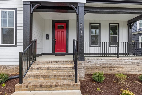 Front porch of new home built by Richmond Hill Design-Build