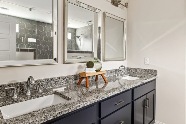 Vanity in primary bathroom of stunning new build by Richmond Hill Design-Build