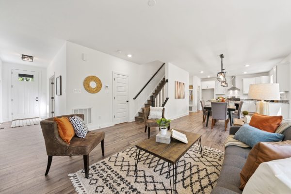 Foyer and sitting room of new home built by Richmond Hill Design-Build