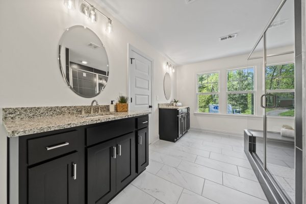 Primary bathroom of new home built by Richmond Hill Design-Build