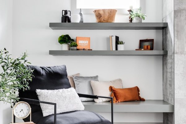 Built-ins in family room of new home by Richmond Hill Design-Build