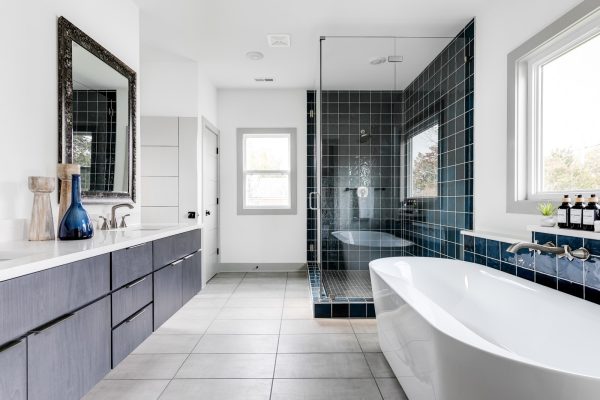 Primary bathroom in new home by Richmond Hill Design-Build