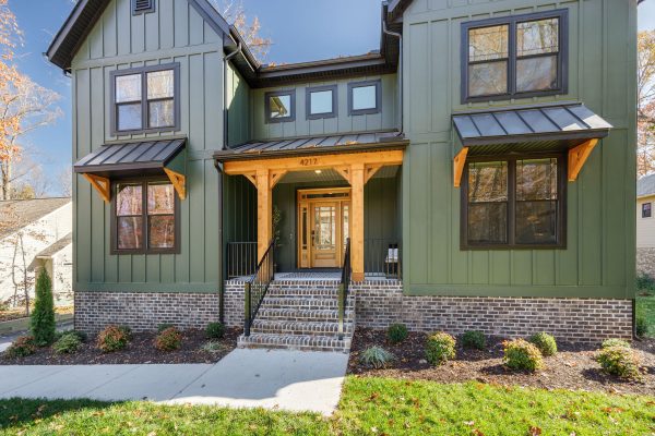 Front porch of new home built by Richmond Hill Design-Build
