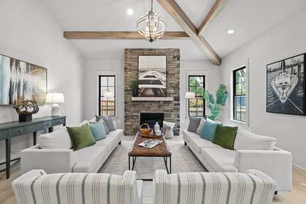 Family room of new home built by Richmond Hill Design-Build