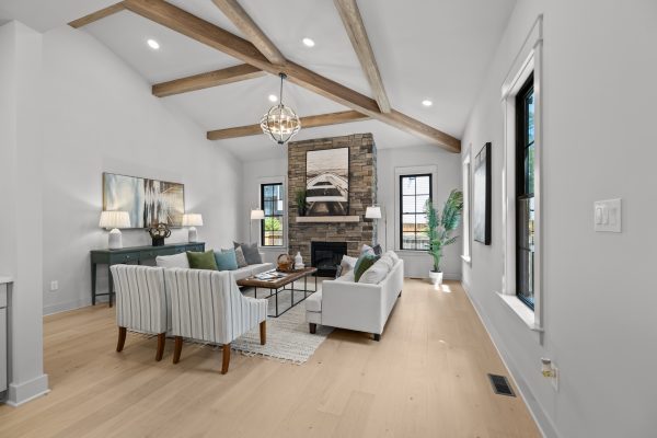 Family room of new home built by Richmond Hill Design-Build