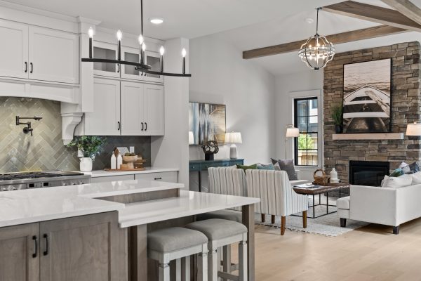 Kitchen into family room of new home built by Richmond Hill Design-Build