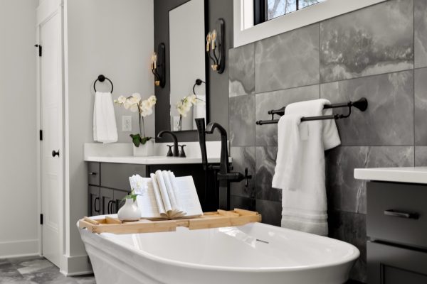 Primary bathroom of new home built by Richmond Hill Design-Build