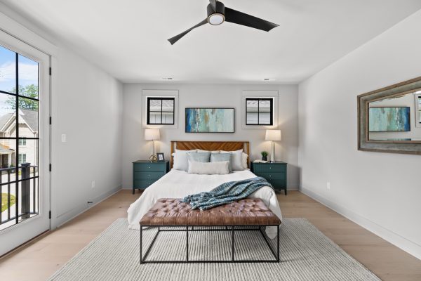Primary bedroom of new home built by Richmond Hill Design-Build