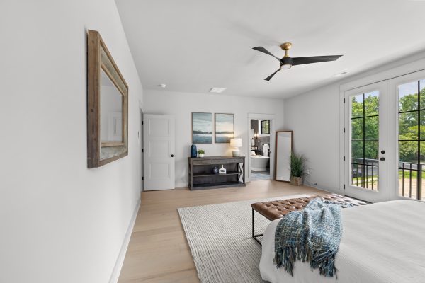 Primary bedroom of new home built by Richmond Hill Design-Build