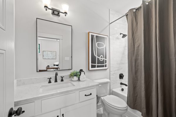 Secondary bathroom of new home built by Richmond Hill Design-Build