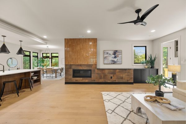 Fireplace in family room of stunning new home built by Richmond Hill Design-Build