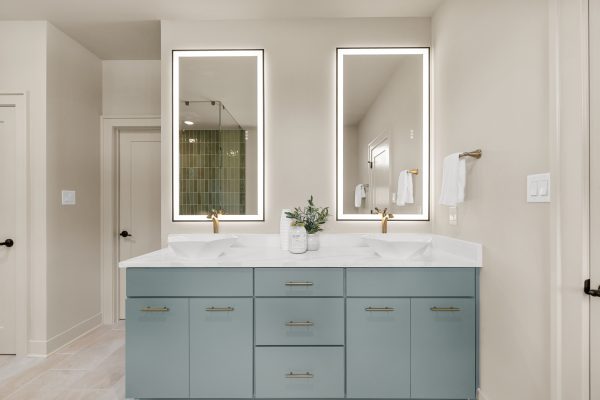 Primary bathroom in stunning new home built by Richmond Hill Design-Build